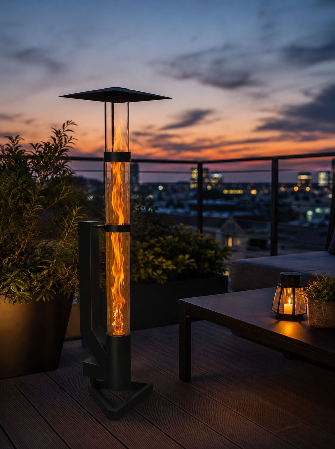 Stahlsein Pelletfackel für Terrasse, Balkon und Garten